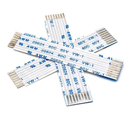 Elektroniczny płaski, elastyczny kabel 8 szpilki Złoty 1,25 mm 10 cm Ffc Kabel UL20624 80C 60V