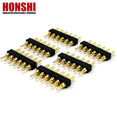 Kobieta Pogo Pin Connector 6P Złote pokryte H2.5 Dip Typ Kontakt mosiężny dla PCB wysokiego prądu