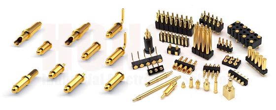 Mężczyzna wioskowy pin pokryty złotem do 3,00 mm Pogo Pin Connectors -40 °C- 105 °C zakres temperatury