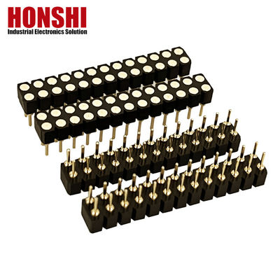 2.54mm Dwukrotny wiersz PCB H3.0mm 7.4mm Prosta mosiądz obrobiony okrągły kobiecy złącze nagłówkowe