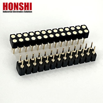 2.54mm Dwukrotny wiersz PCB H3.0mm 7.4mm Prosta mosiądz obrobiony okrągły kobiecy złącze nagłówkowe