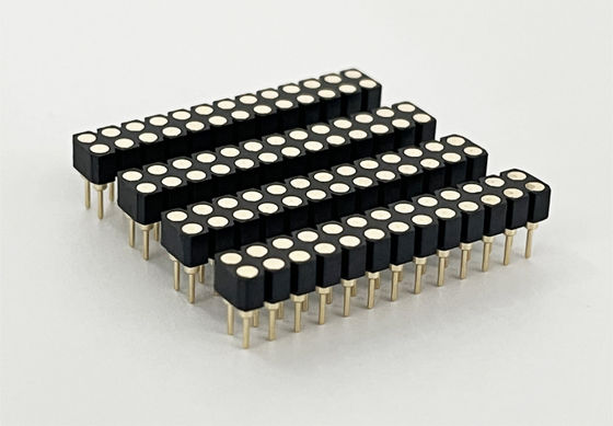 2.54mm Dwukrotny wiersz PCB H3.0mm 7.4mm Prosta mosiądz obrobiony okrągły kobiecy złącze nagłówkowe