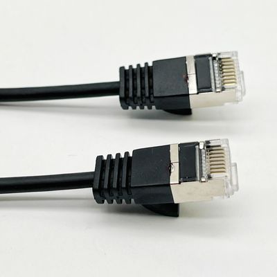 Czarny ukształtowany kabel na zamówienie RJ45 Cat7 Ethernet Patch Cable 8P8C Connector Cable