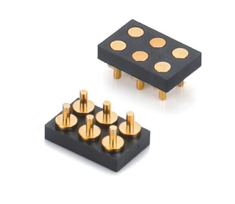 2.54mm Pitch Female 6 Pin PCB Connector Wiosną załadowany Pogo Pin Connector Smt Typ