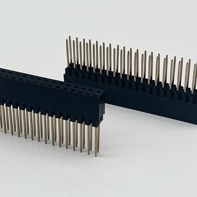 2.54mm Pitch Female Header Connector 8.5mm Height Dual Row 180° Dip For Pcb