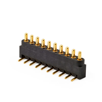 10-pinowe, kątowe, męskie, mosiężne, magnetyczne złącze Pogo Pin o rozstawie 2,54 mm