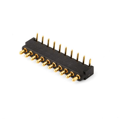 10-pinowe, kątowe, męskie, mosiężne, magnetyczne złącze Pogo Pin o rozstawie 2,54 mm
