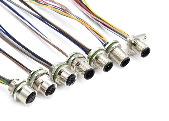 M12 Series Kołowy przewód łącznikowy gniazdo 12 pinów tylny panel śruby montaż