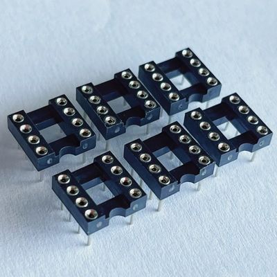 2.54mm 8 Pin IC Socket Connector Female Straight Pin Header PBT Insulatory Material Black