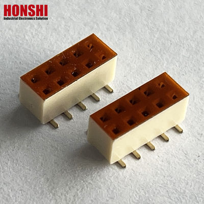 Kobieta łącznik nagłówkowy Podwójny rzęd Biały szczyt 2,54 mm H7.1 10p SMT Typ PA6T PCB