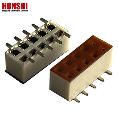 Kobieta łącznik nagłówkowy Podwójny rzęd Biały szczyt 2,54 mm H7.1 10p SMT Typ PA6T PCB