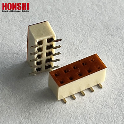 Kobieta łącznik nagłówkowy Podwójny rzęd Biały szczyt 2,54 mm H7.1 10p SMT Typ PA6T PCB