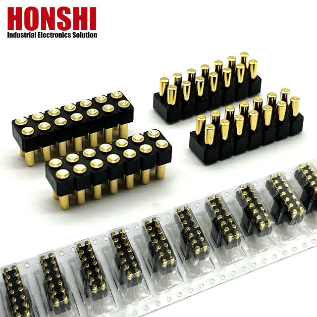 2.54mm High Current Pogo Pin Connector Kobieta 2x7P Złote pokrycie H2.5 SMT Typ dla PCB