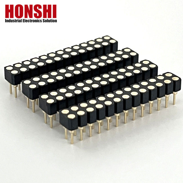 2.54mm Dwukrotny wiersz PCB H3.0mm 7.4mm Prosta mosiądz obrobiony okrągły kobiecy złącze nagłówkowe