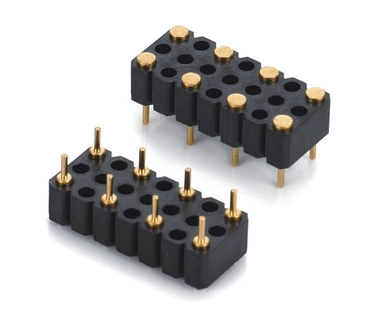 5.08mm Pitch Pogo Pin Connector Dip Typ Kobieta 8 Pin 4,0mm Trzy rzędy wiosną