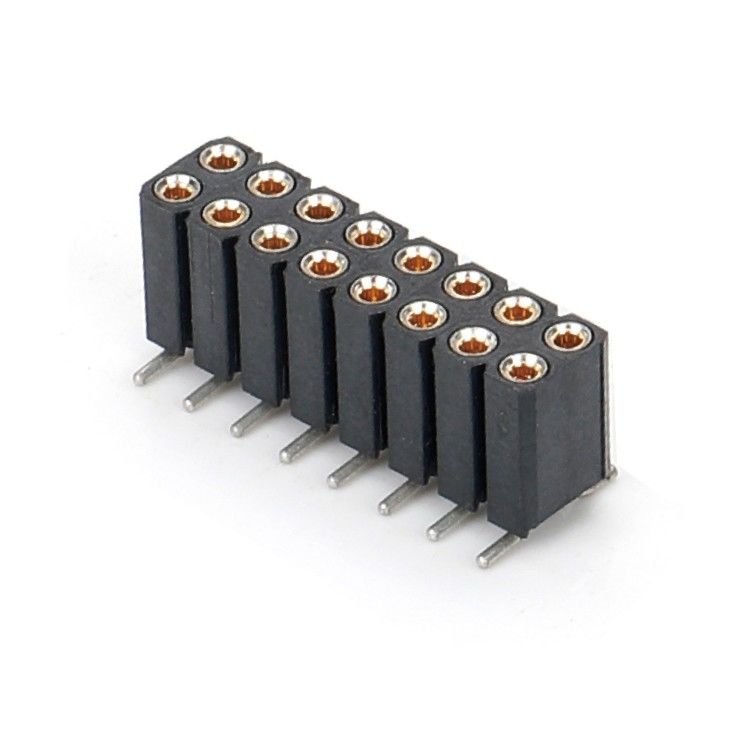 2.54mm Podwójny rzęd H7.0mm SMT PCB mosiężny obrobiony okrągły kobiecy złącze nagłówkowe PA6T Czarny