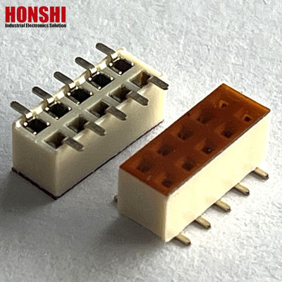 Kobieta łącznik nagłówkowy Podwójny rzęd Biały szczyt 2,54 mm H7.1 10p SMT Typ PA6T PCB